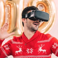 Grown man using a VR device