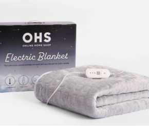 Online Home Shop electric heated charcoal over-blanket and white double under-blanket