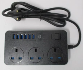 6 USB and 3 Plug Extension Lead sold via Wish