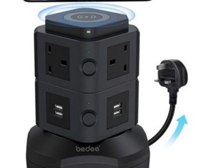 Bedee Tower Power Strip with Wireless Charging