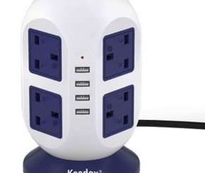 Keedox 8-Socket Tower Power Strip 