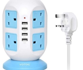 YOTOC 8 Way Outlet Multi Plug Tower Power Strip